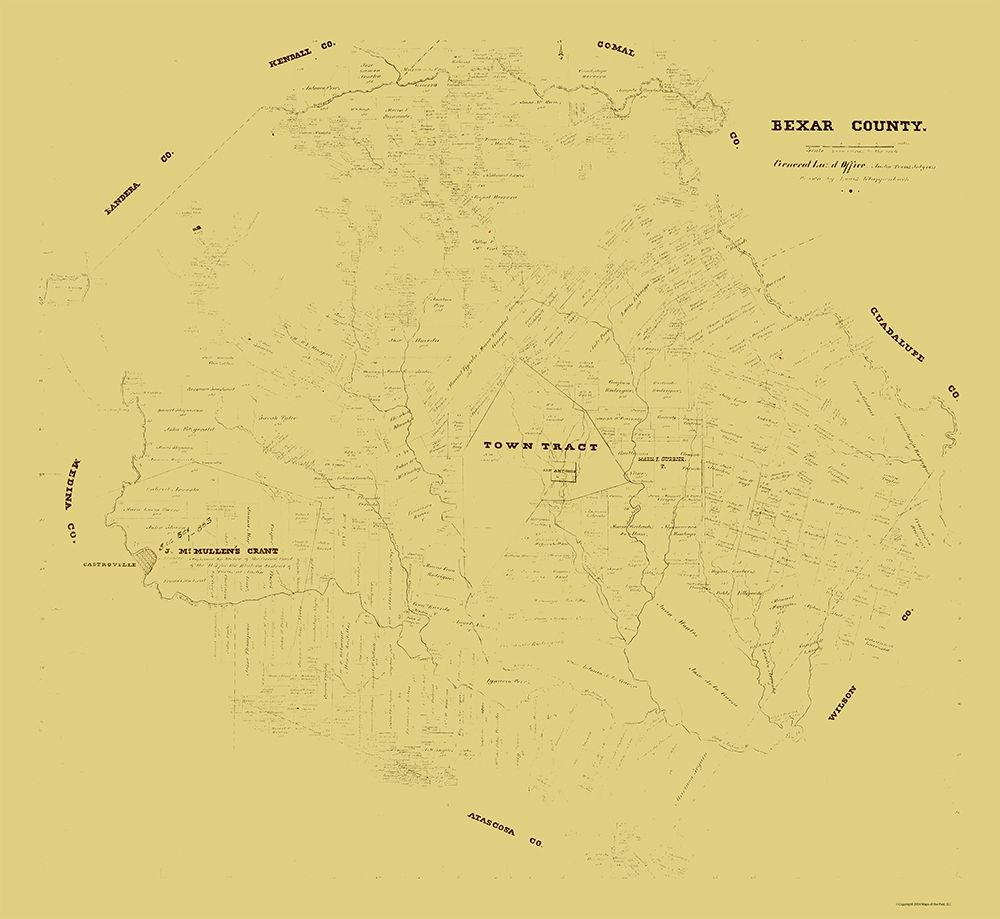 Bexar County Texas - Klappenbach 1871 art print by Klappenbach for $57.95 CAD