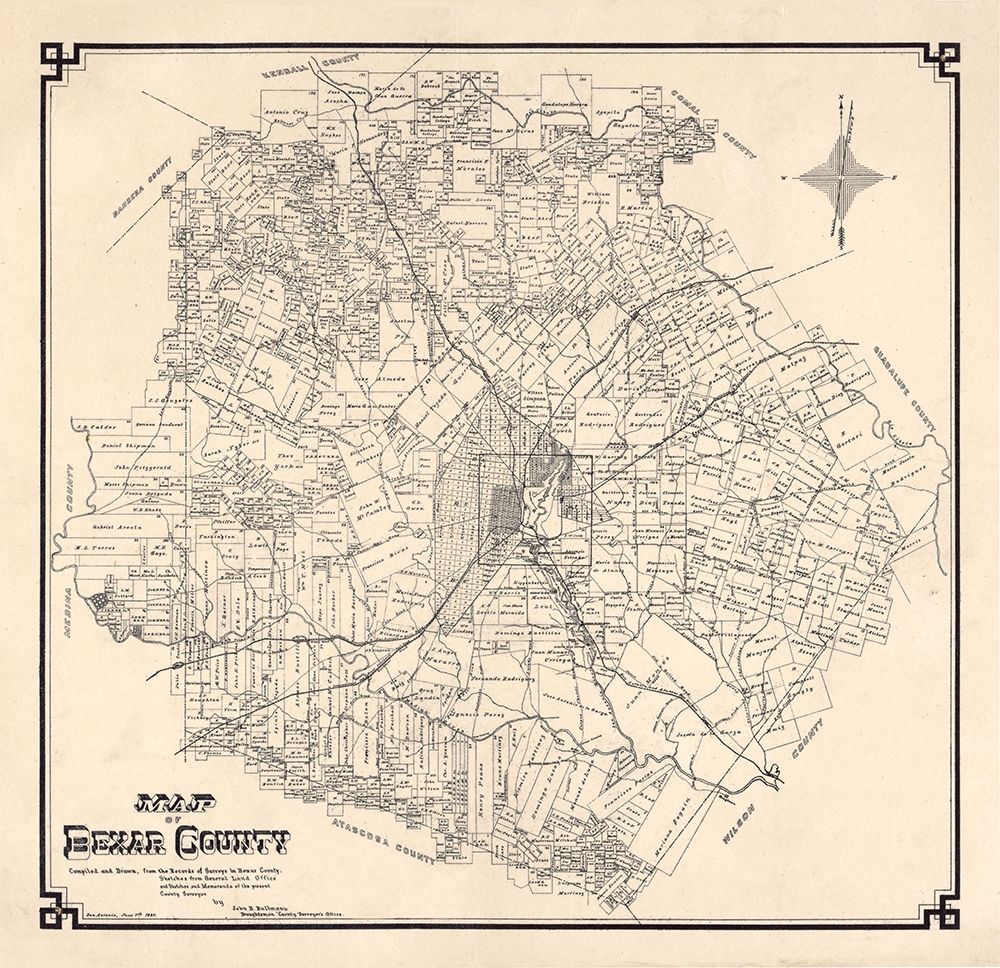 Bexar County Texas - 1887 art print by Unknown for $57.95 CAD