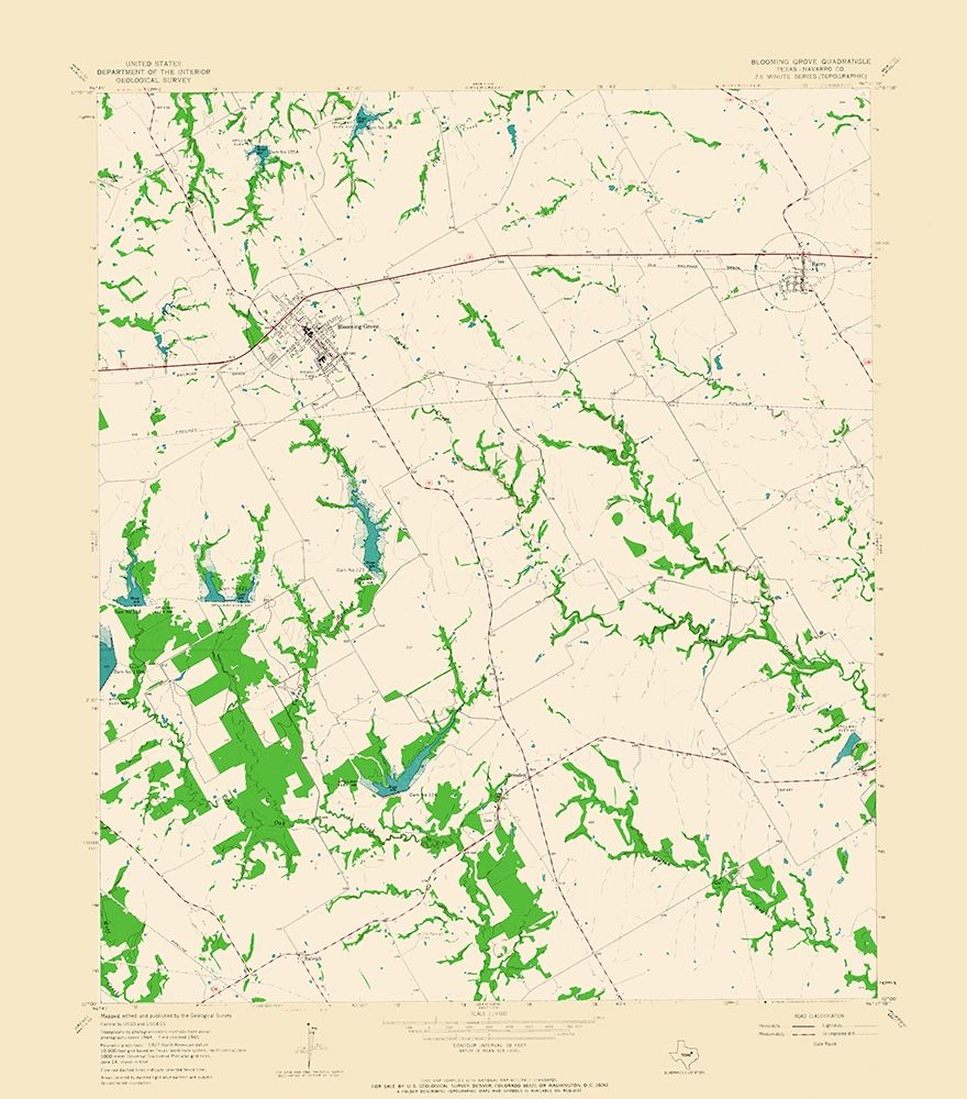 Blooming Grove Texas Quad - USGS 1965 art print by USGS for $57.95 CAD