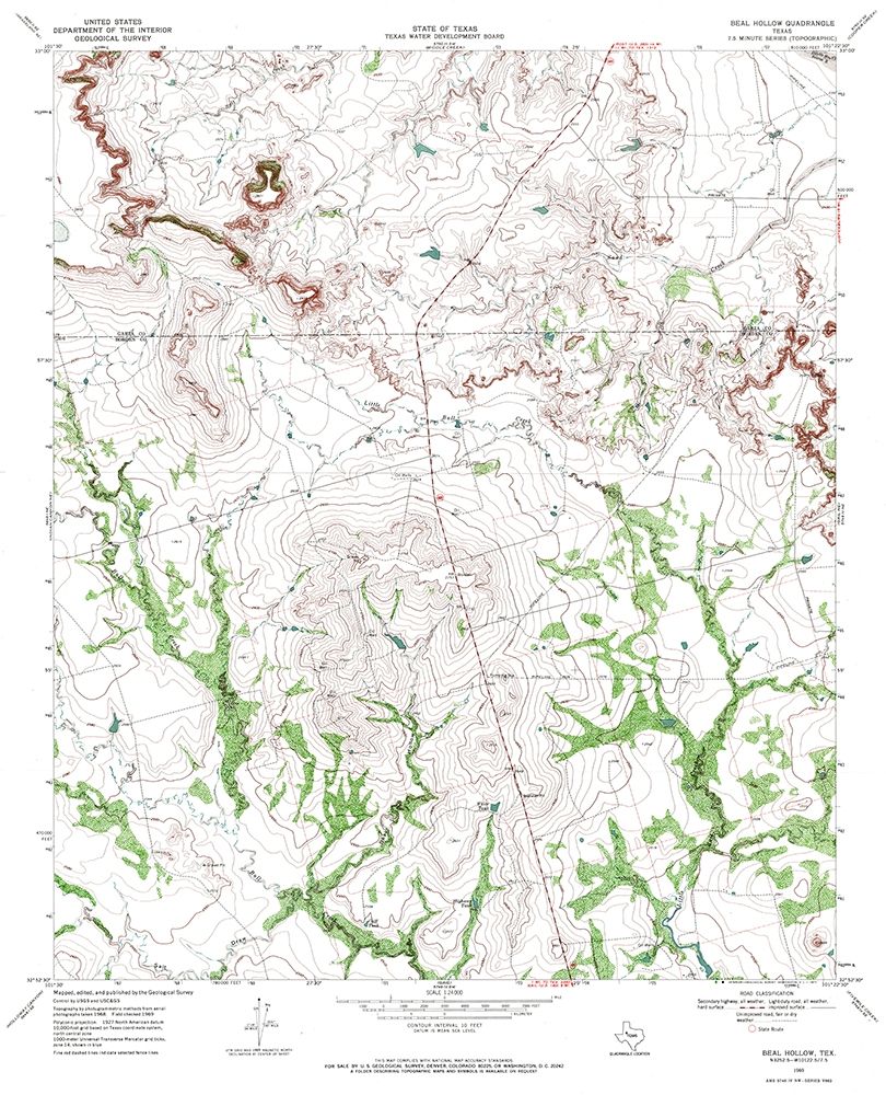 Beal Hollow Texas Quad - USGS 1969 art print by USGS for $57.95 CAD