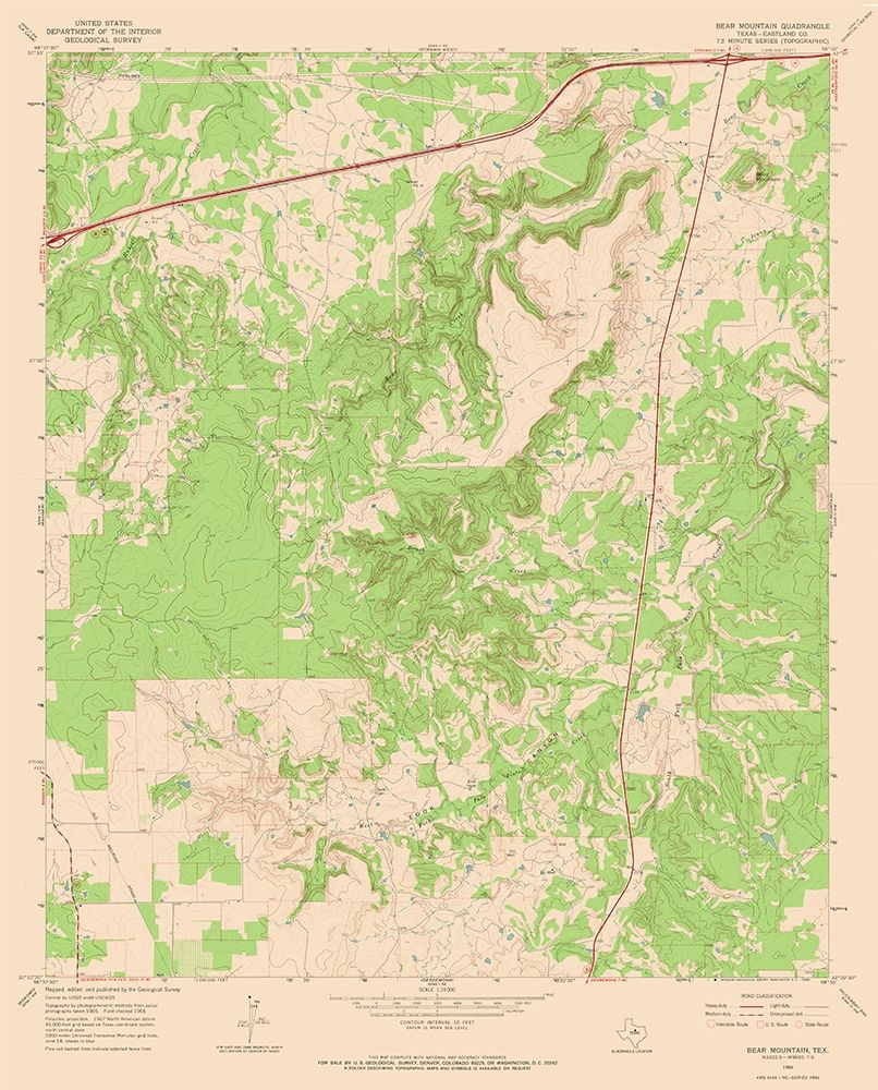 Bear Mountain Texas Quad - USGS 1966 art print by USGS for $57.95 CAD