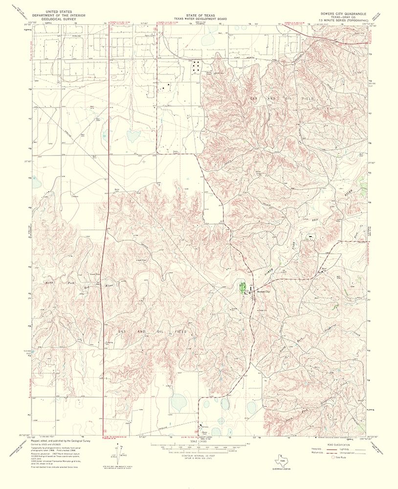 Bowers City Texas Quad - USGS 1970 art print by USGS for $57.95 CAD