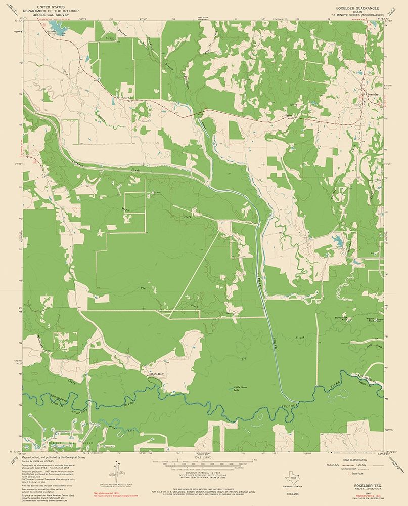 Boxelder Texas Quad - USGS 1965 art print by USGS for $57.95 CAD