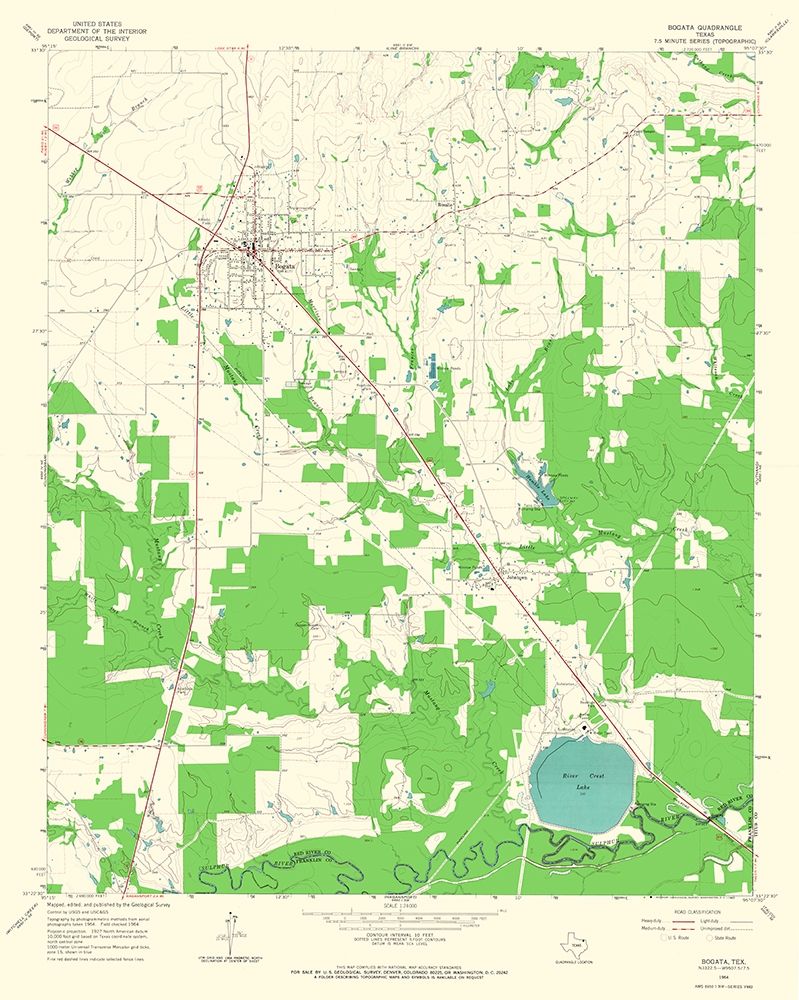 Bogata Texas Quad - USGS 1964 art print by USGS for $57.95 CAD