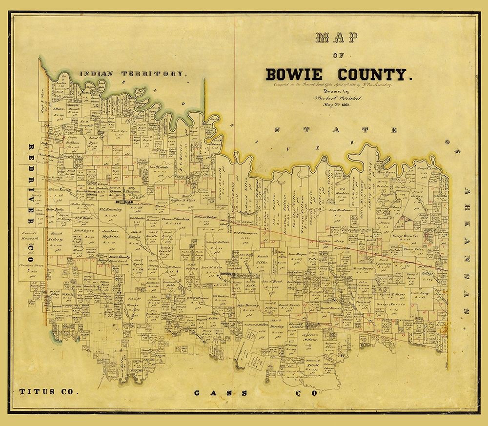 Bowie County Texas - Rosenberg 1860 art print by Rosenberg for $57.95 CAD