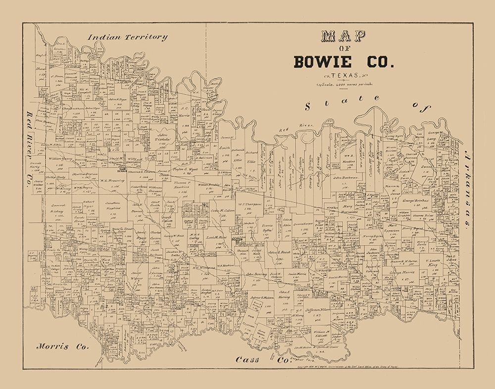 Bowie County Texas - Walsh 1879 art print by Walsh for $57.95 CAD