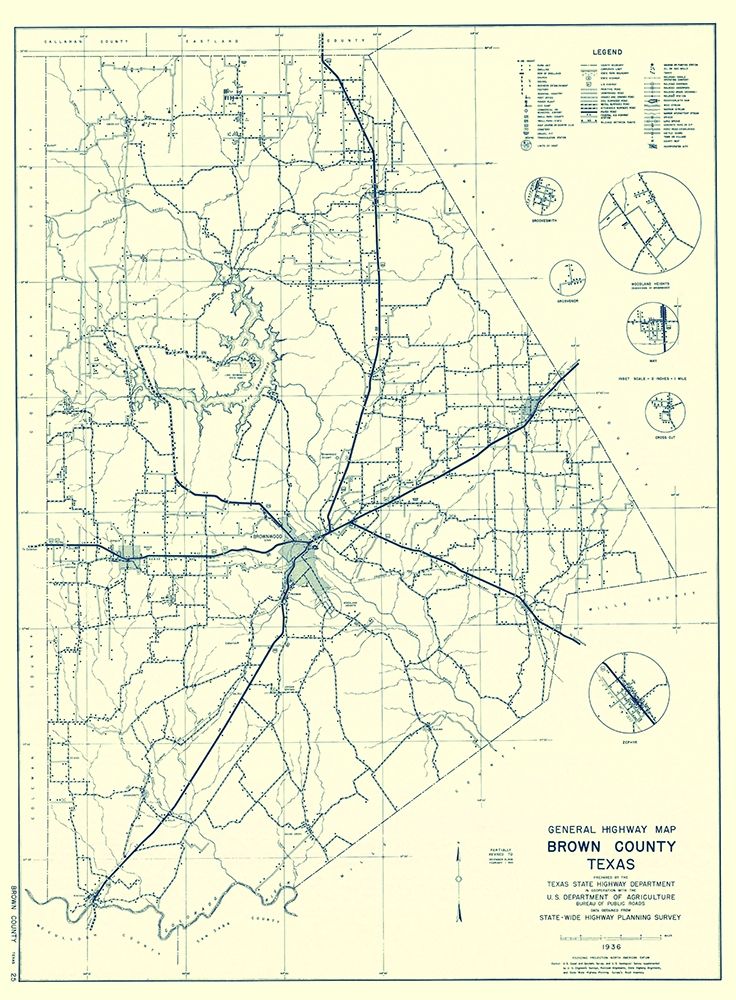 Brown Texas Highway - Highway Dept 1940 art print by Highway Dept for $57.95 CAD
