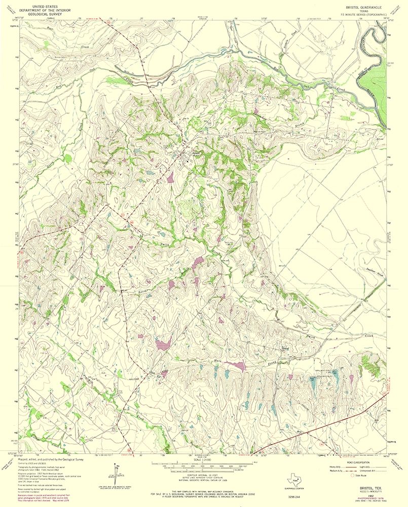 Bristol Texas Quad - USGS 1962 art print by USGS for $57.95 CAD