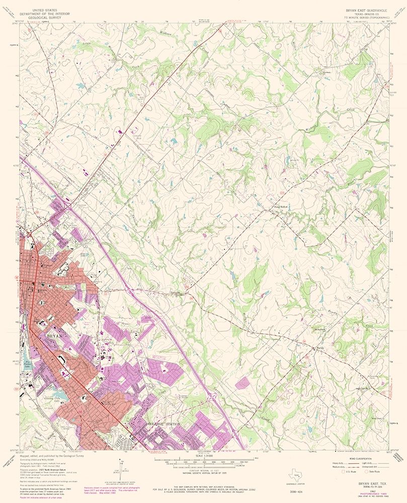 East Bryan Texas Quad - USGS 1962 art print by USGS for $57.95 CAD