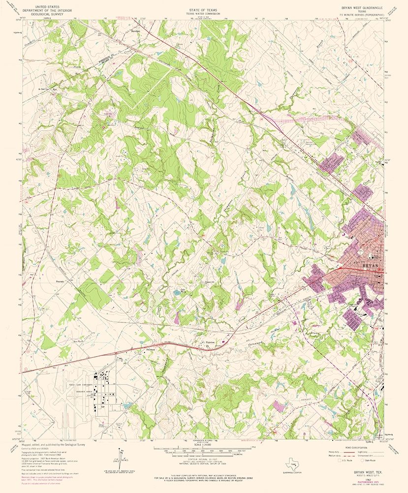 West Bryan Texas Quad - USGS 1962 art print by USGS for $57.95 CAD