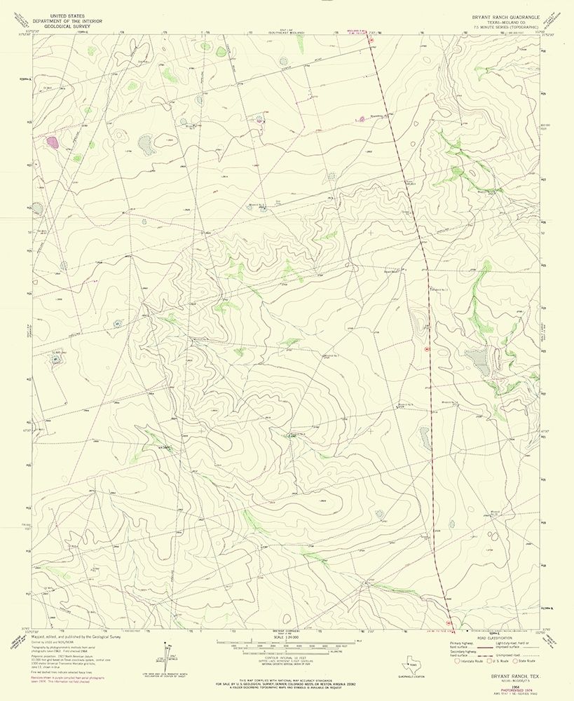 Bryant Ranch Texas Quad - USGS 1964 art print by USGS for $57.95 CAD