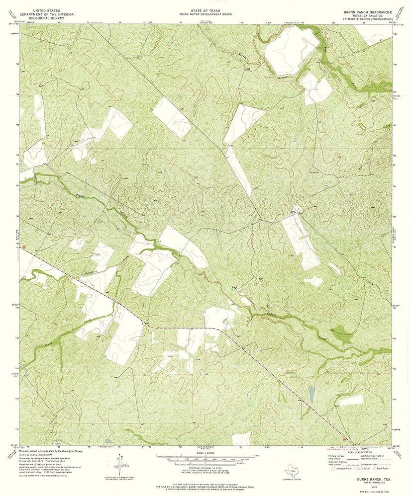 Burns Ranch Texas Quad - USGS 1974 art print by USGS for $57.95 CAD