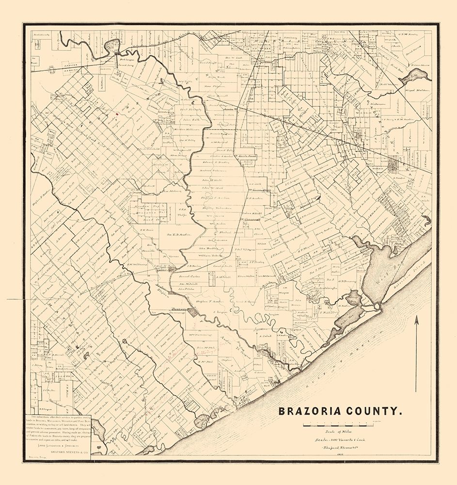 Brazoria County Texas - 1877 art print by Unknown for $57.95 CAD