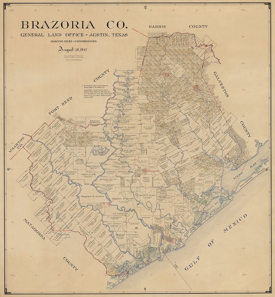 Brazoria County Texas - 1947 art print by Unknown for $57.95 CAD