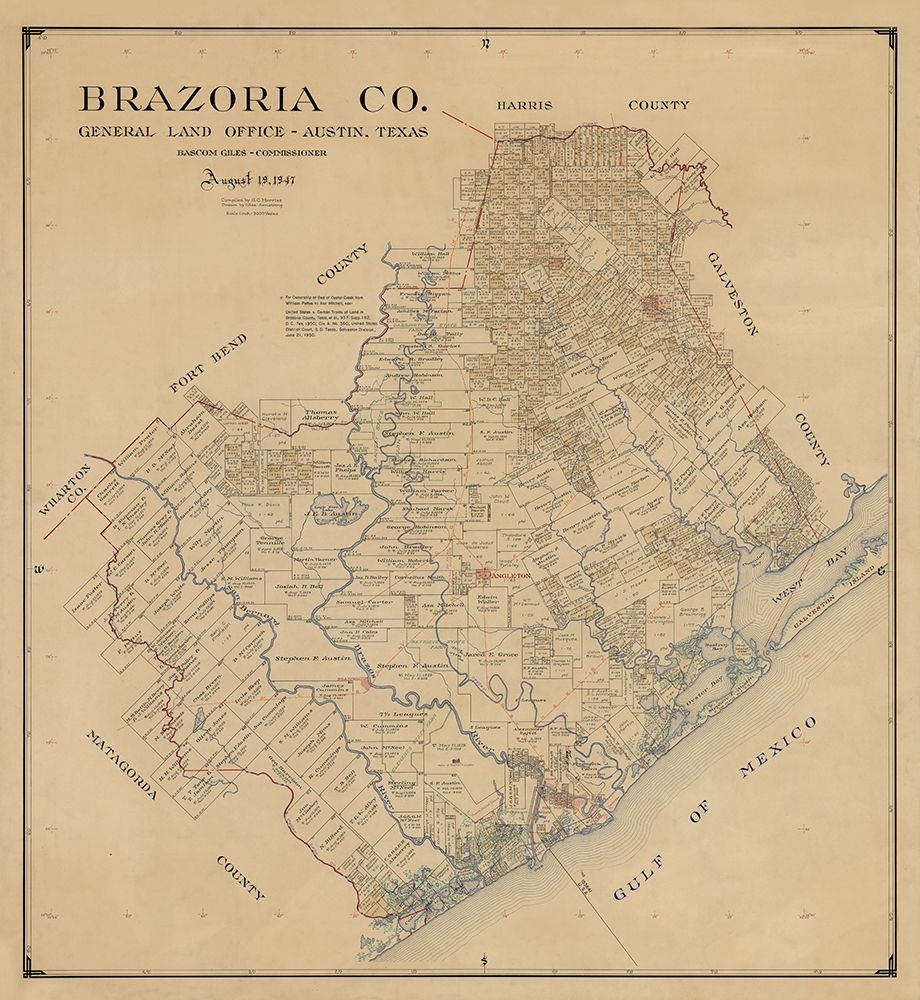 Brazoria County Texas - 1947 art print by Unknown for $57.95 CAD