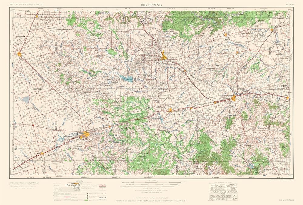 Big Spring Howard County Texas Quad - USGS 1954 art print by USGS for $57.95 CAD
