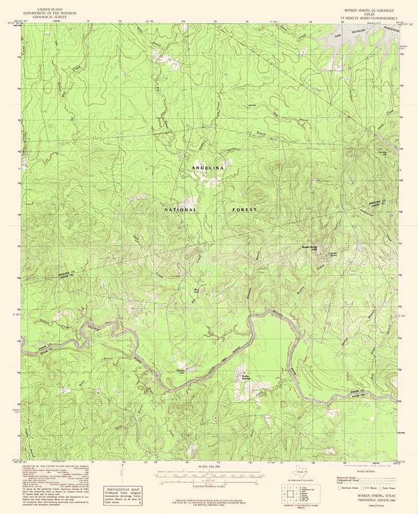 Boykin Spring Texas Quad - USGS 1984 art print by USGS for $57.95 CAD