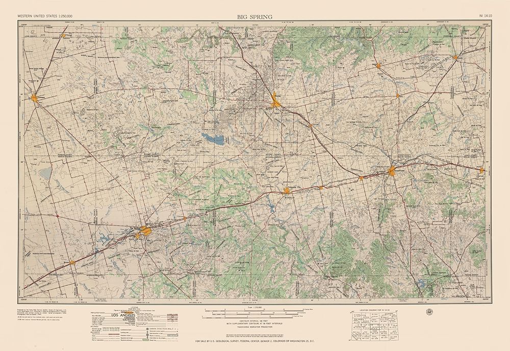 Big Spring Texas Quad - USGS 1954 art print by USGS for $57.95 CAD