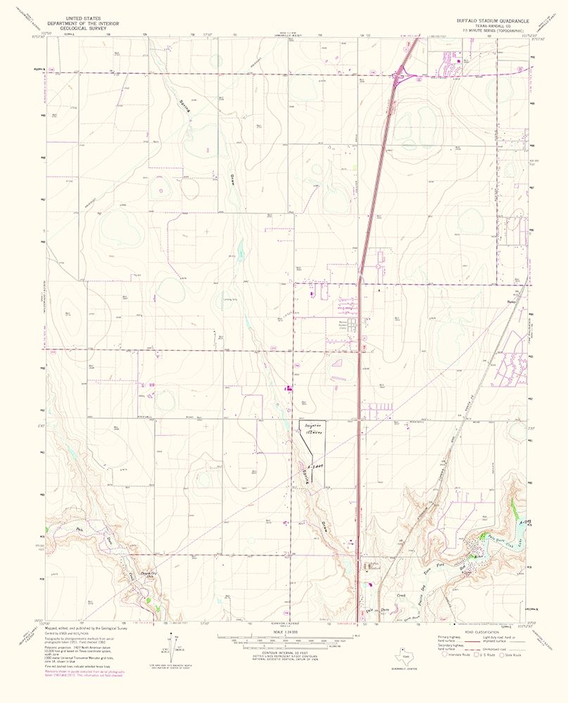 Buffalo Stadium Texas Quad - USGS 1975 art print by USGS for $57.95 CAD