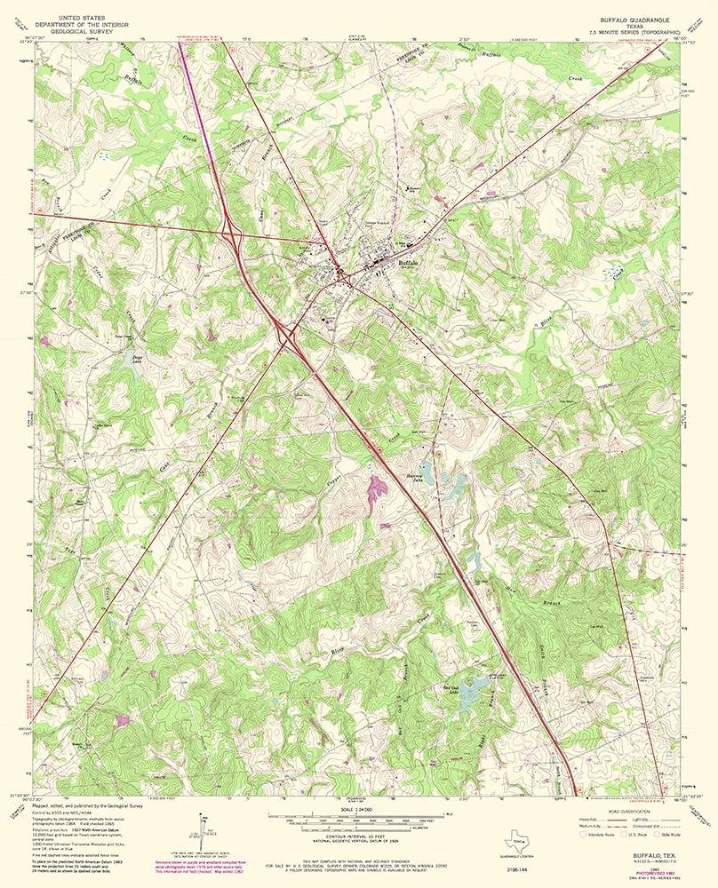 Buffalo Texas Quad - USGS 1965 art print by USGS for $57.95 CAD