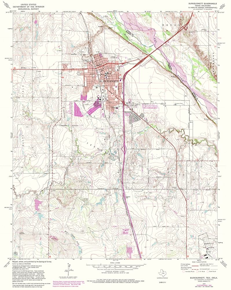 Burkburnett Texas Quad - USGS 1972 art print by USGS for $57.95 CAD
