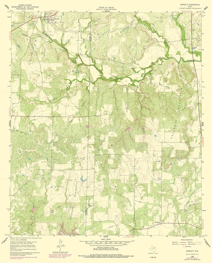 Burkett Texas Quad - USGS 1960 art print by USGS for $57.95 CAD