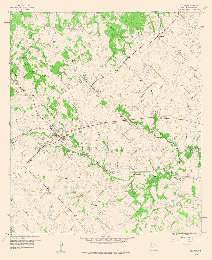 Burton Texas Quad - USGS 1958 art print by USGS for $57.95 CAD