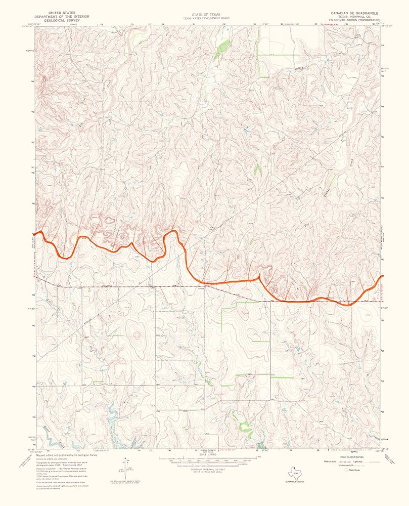 Canadian Southeast Texas Quad - USGS 1970 art print by USGS for $57.95 CAD