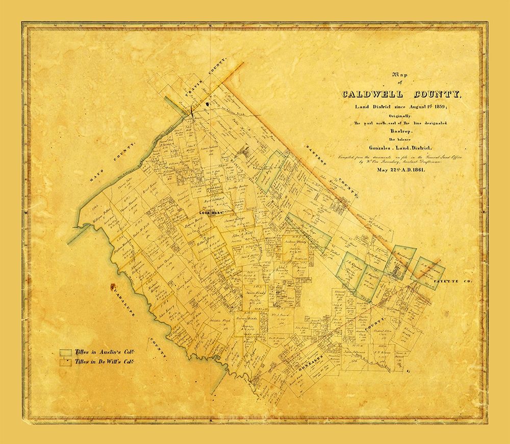 Caldwell County Texas - Rosenberg 1861 art print by Rosenberg for $57.95 CAD