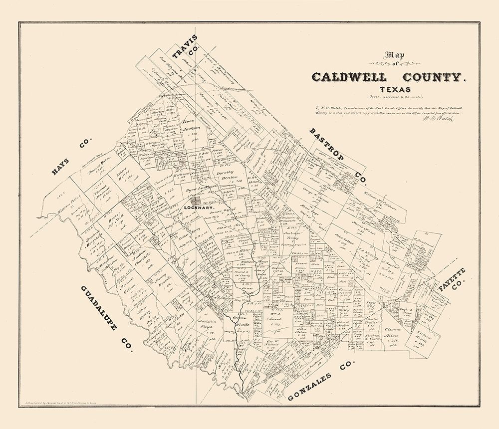 Caldwell County Texas - Walsh 1880 art print by Walsh for $57.95 CAD