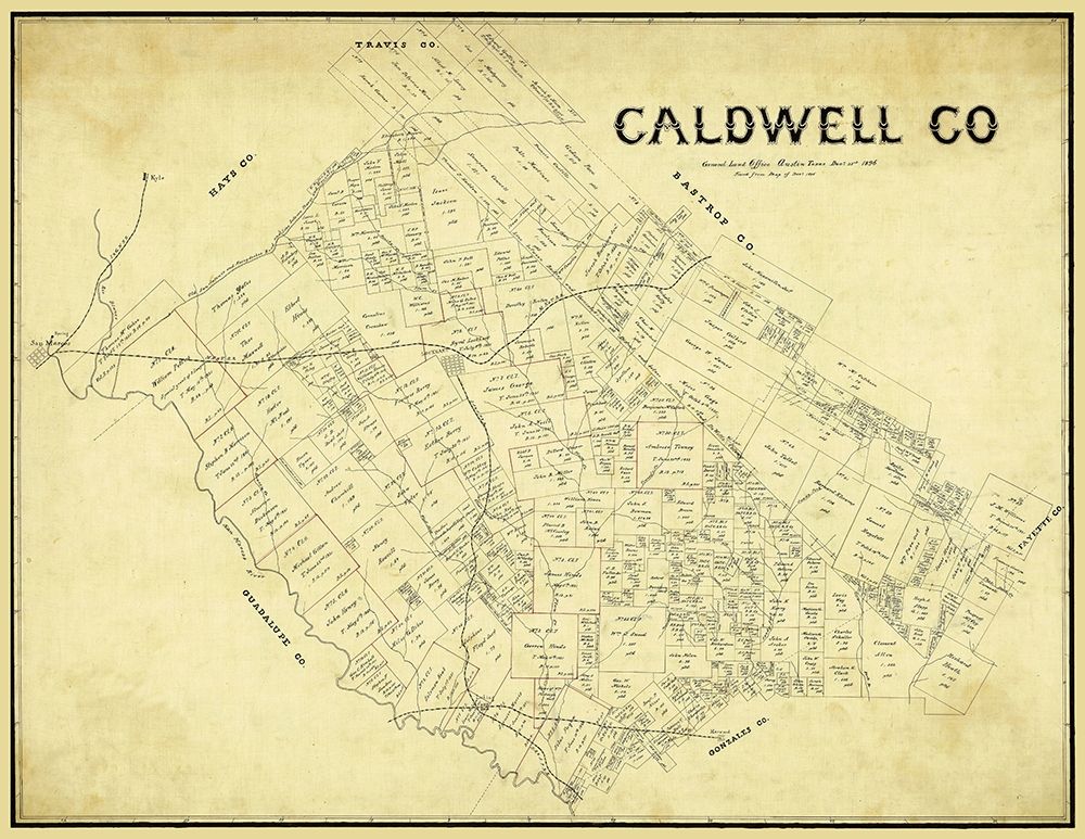 Caldwell County Texas - 1896 art print by Unknown for $57.95 CAD