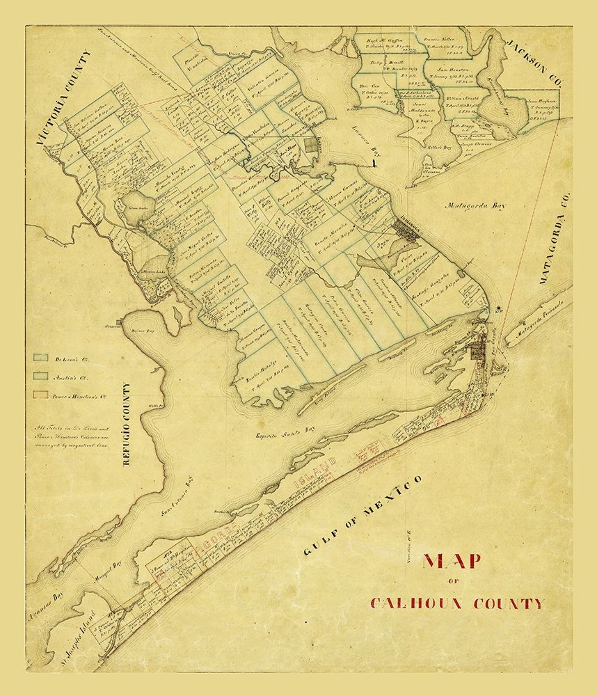 Calhoun County Texas - 1863 art print by Unknown for $57.95 CAD