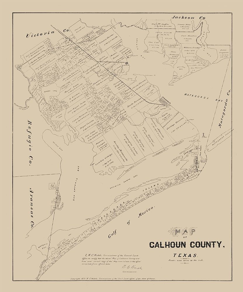 Calhoun County Texas - Walsh 1879 art print by Walsh for $57.95 CAD