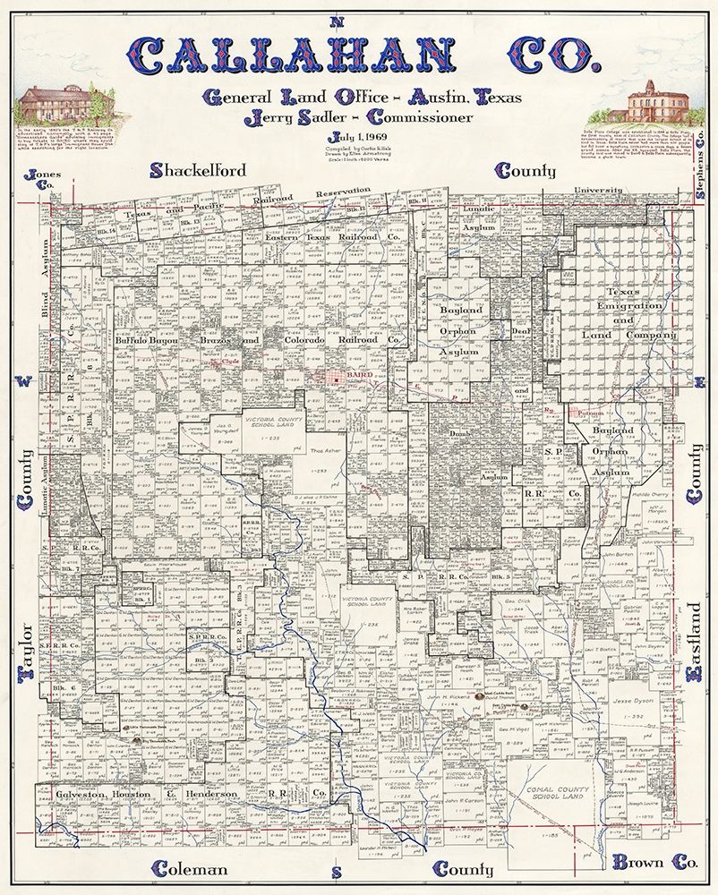 Callahan County Texas - Sadler 1869 art print by Sadler for $57.95 CAD