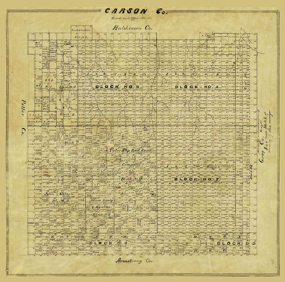 Carson County Texas - 1878 art print by Unknown for $57.95 CAD