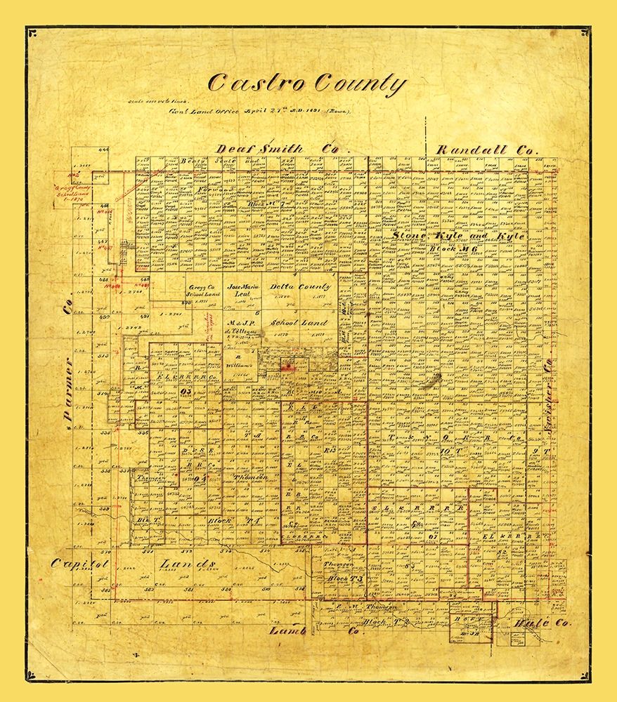 Castro County Texas - Pressler 1891 art print by Unknown for $57.95 CAD