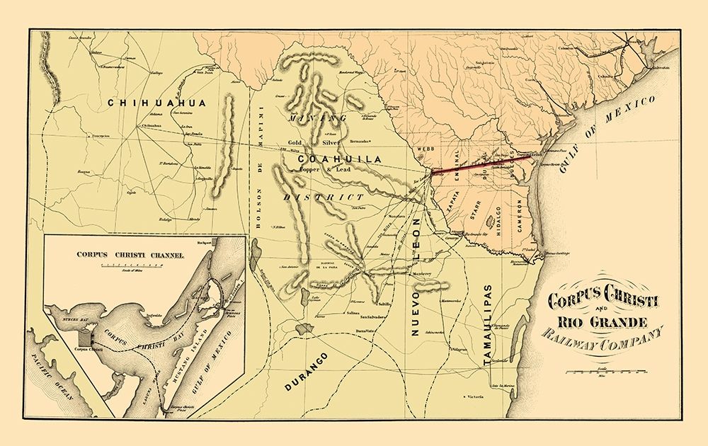 Corpus Christi and Rio Grande Railway 1874 art print by Bien for $57.95 CAD