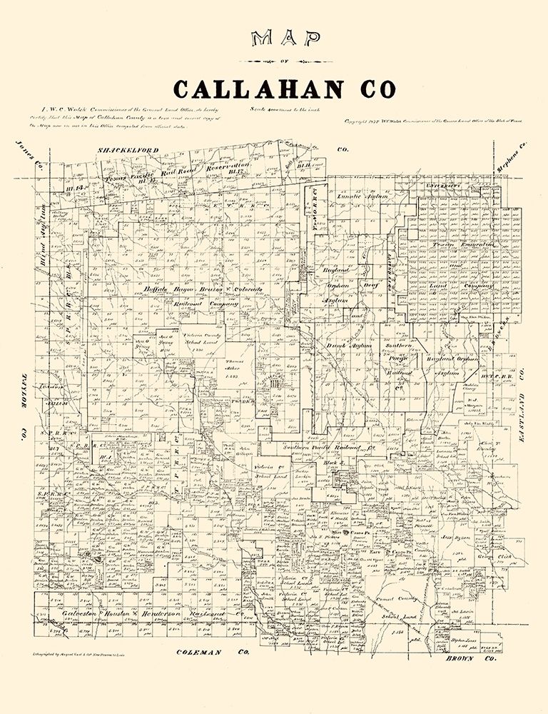 Callahan County Texas - Walsh 1879 art print by Walsh for $57.95 CAD