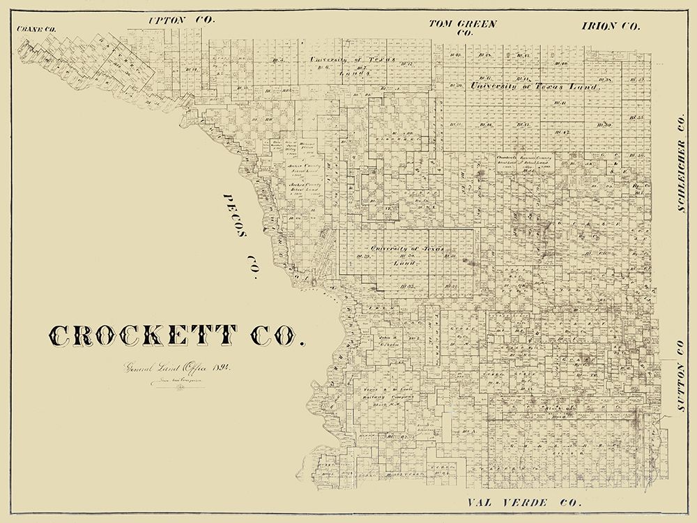 Crockett County Texas -1894 art print by Unknown for $57.95 CAD