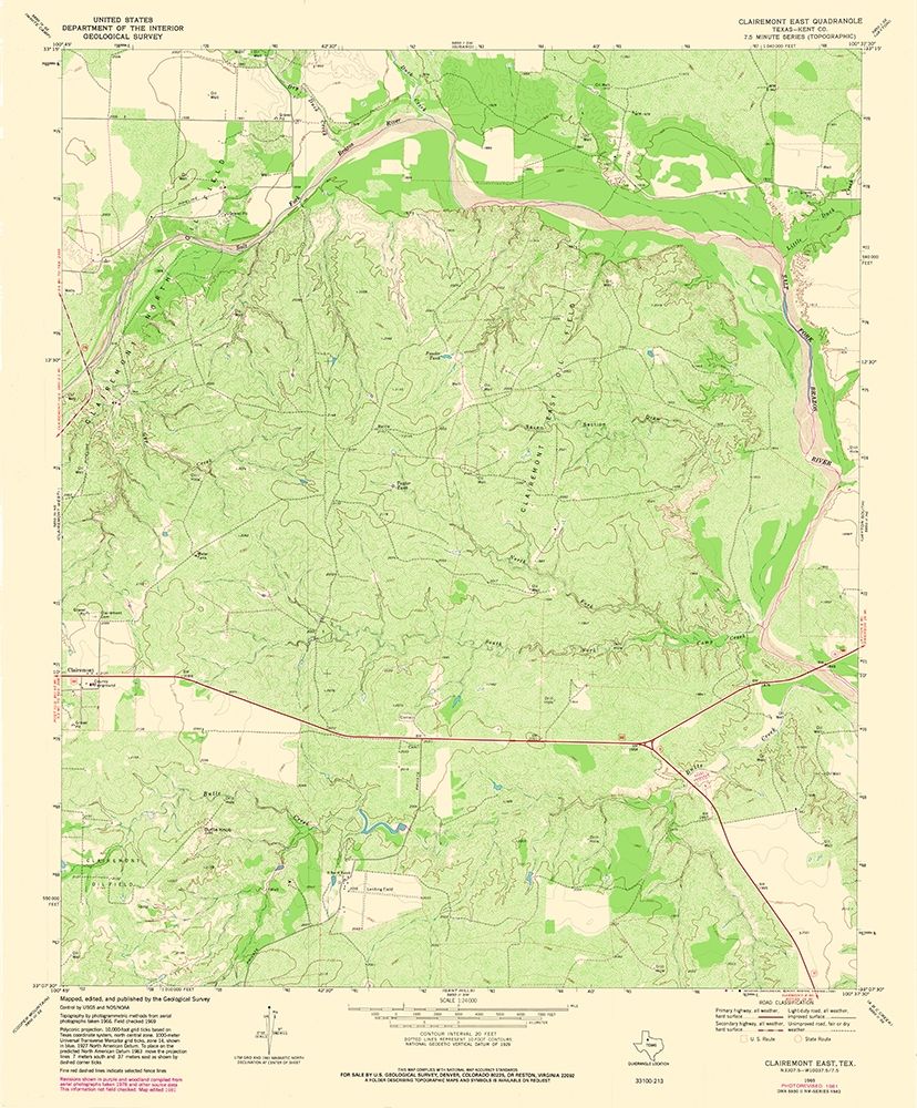 Clairemont East Texas Quad - USGS 1981 art print by USGS for $57.95 CAD