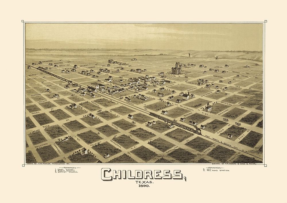 Childress Texas - Fowler 1890 art print by Fowler for $57.95 CAD