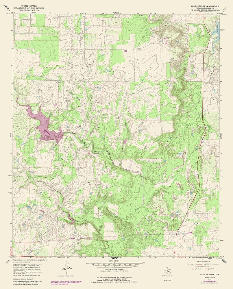Club Hollow Texas Quad - USGS 1987 art print by USGS for $57.95 CAD