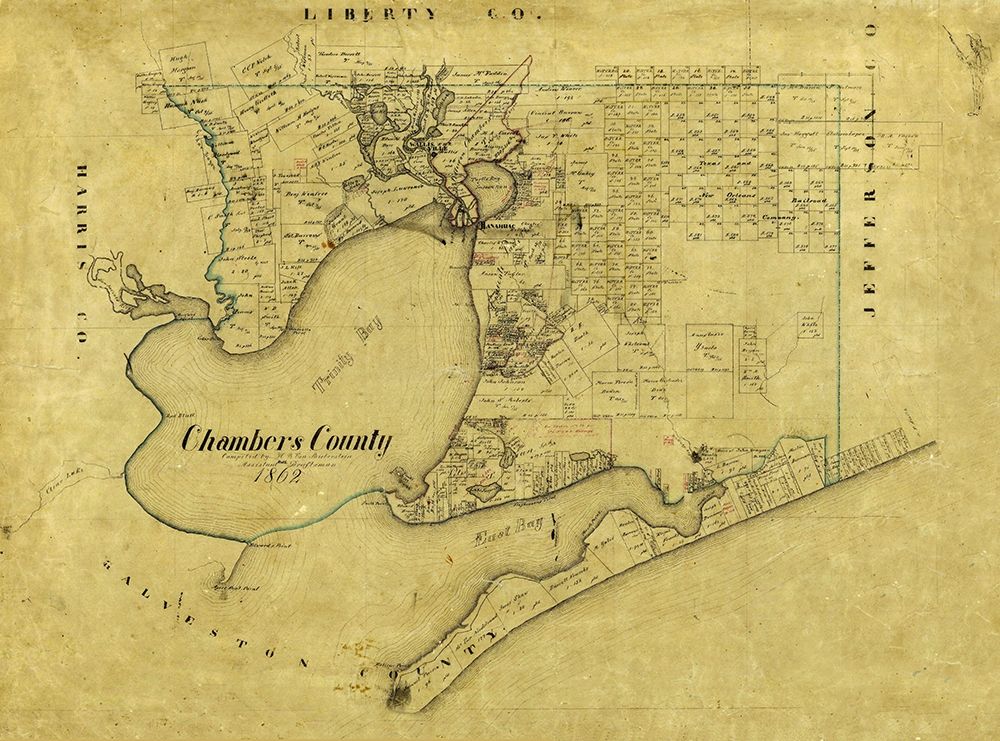 Chambers County Texas - Bieberstein 1862 art print by Bieberstein for $57.95 CAD