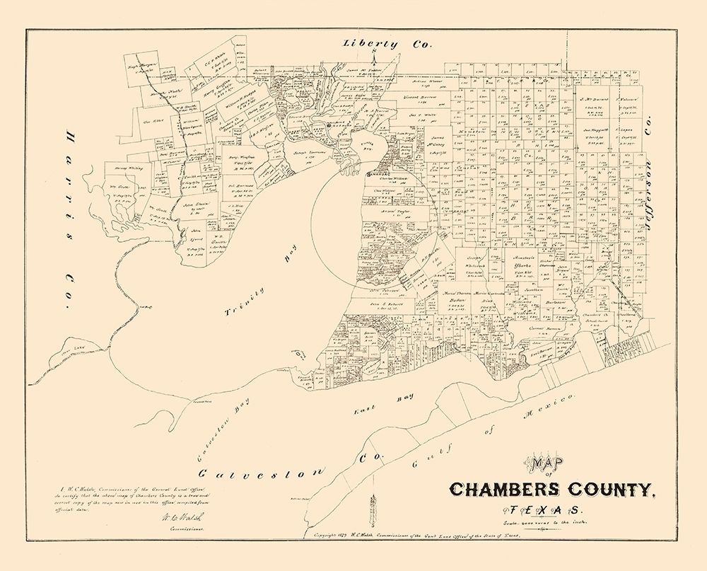 Chambers County Texas - Walsch 1879 art print by Walsh for $57.95 CAD