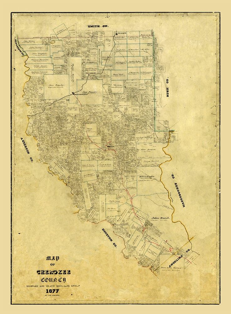 Cherokee County Texas - Arlitt 1877 art print by Arlitt for $57.95 CAD