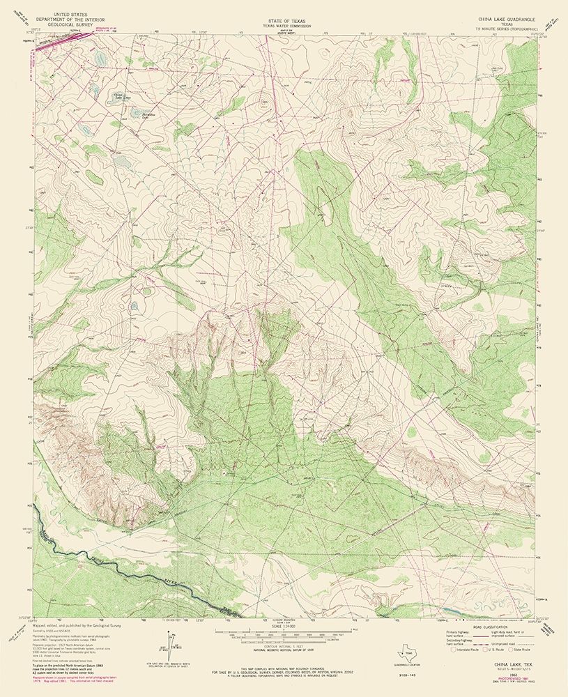 China Lake Texas Quad - USGS 1981- 23 x 28.23 art print by USGS for $57.95 CAD