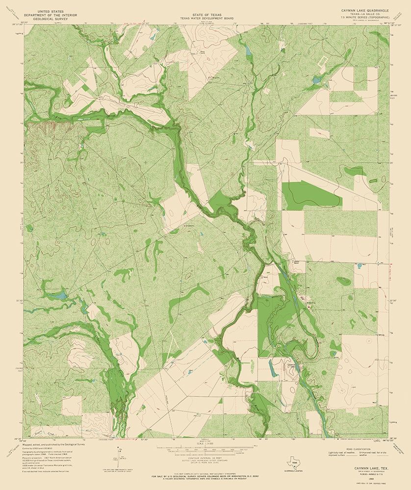 Cayman Lake Texas Quad - USGS 1969 art print by USGS for $57.95 CAD