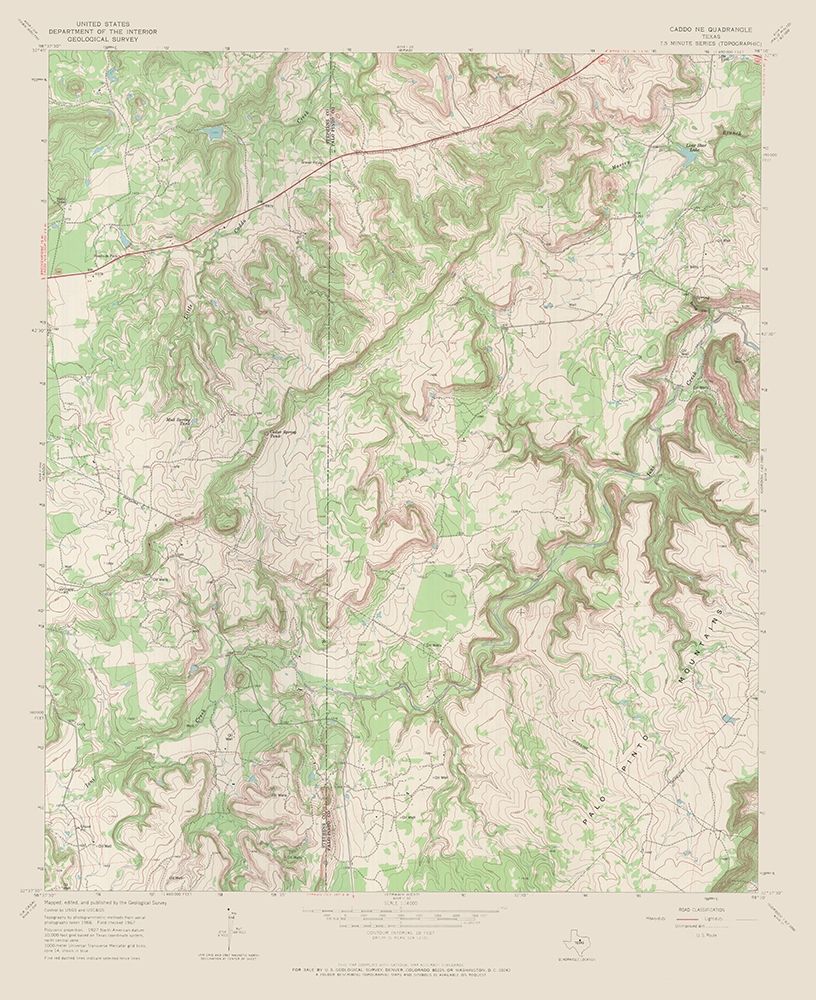 Caddo NE Texas Quad - USGS 1967 art print by USGS for $57.95 CAD