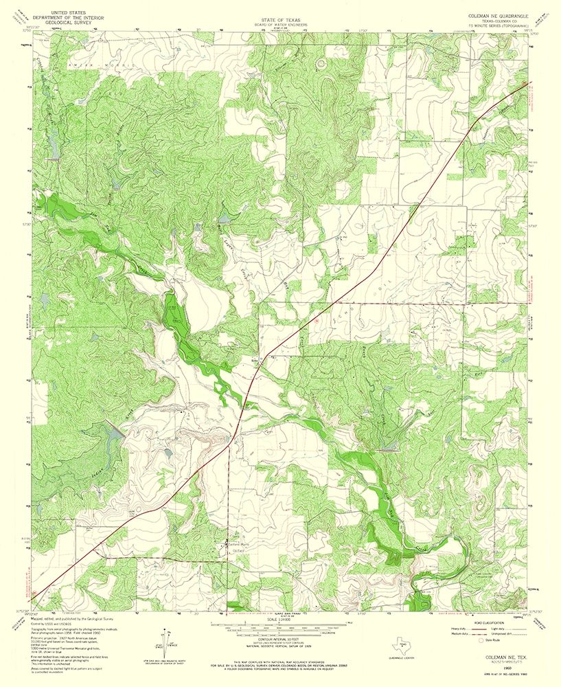 Coleman NE Texas Quad - USGS 1960 art print by USGS for $57.95 CAD