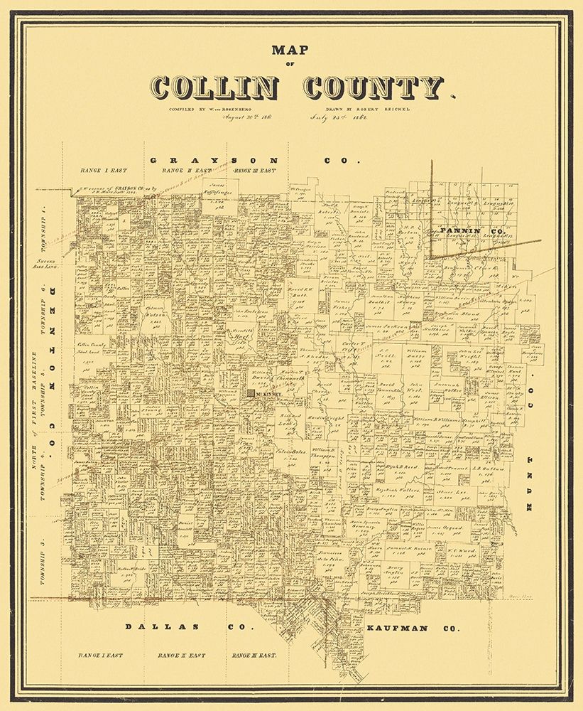 Collin Texas Landowner - Rosenberg 1861 art print by Rosenberg for $57.95 CAD